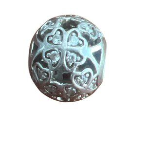 Pandora Sterling Silver Charm Bead Heart Crystal Accents Nina .5" 3.2g Love Gift